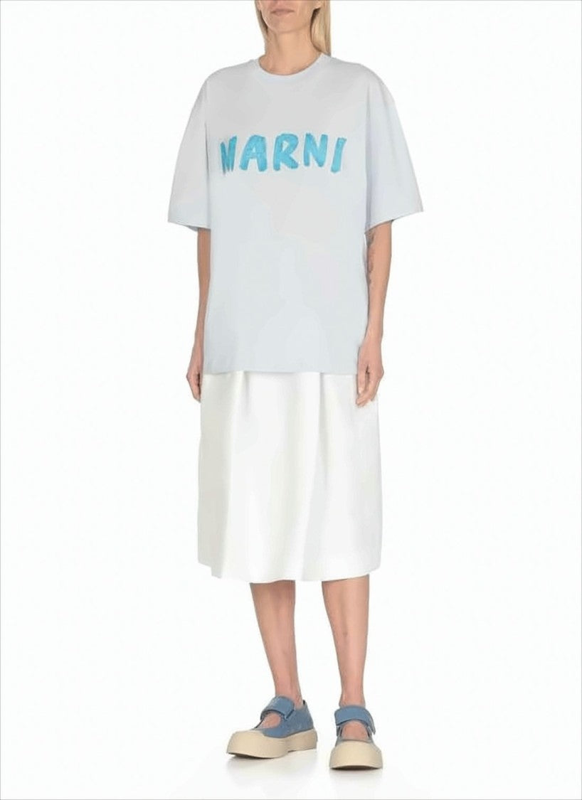 Marni Boxy-Fit White T-Shirt With Vibrant Hand-Painted Graphic
