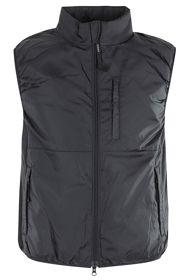 Aspesi Navy Gilet With High Collar