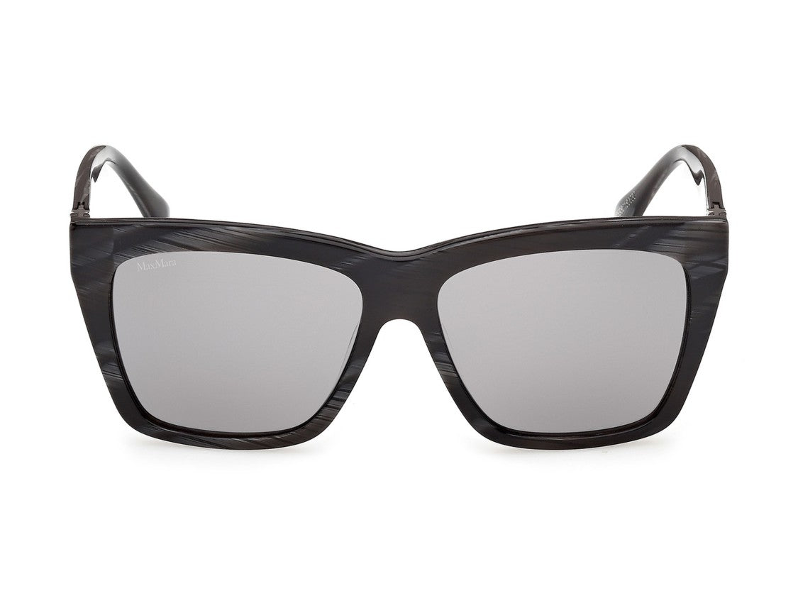 Max Mara Marbled Black Mm0193 Oversized Square Acetate Sunglasses