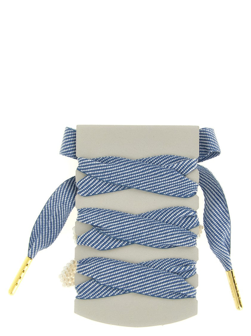 Golden Goose Two-Tone Blue Cotton Shoelaces With Embroidered Charms And Rhinestones