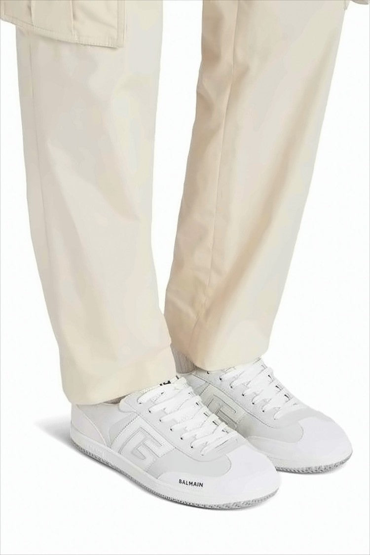 Balmain Low-Profile Calf Leather Sneakers With Geometric Logo