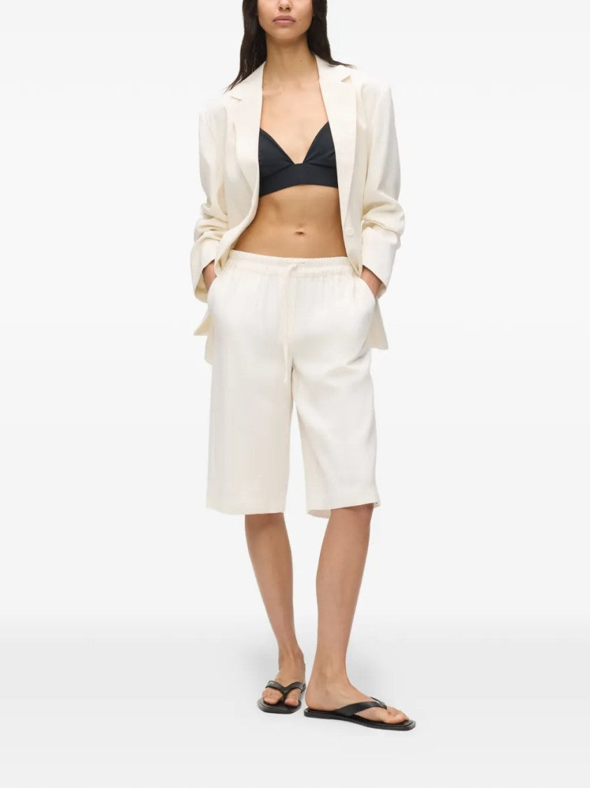 Karl Lagerfeld Relaxed Fit White Shorts With Elastic Waistband