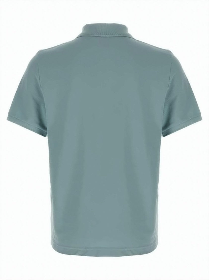 Moose Knuckles Classic Blue Cotton Polo Shirt With Embroidered Logo