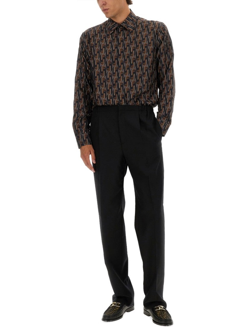 Fendi Geometric Print Silk Shirt