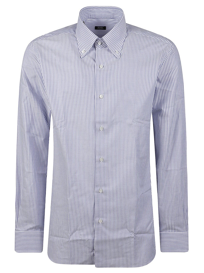 Barba Napoli Blue Striped Cotton Button-Down Shirt