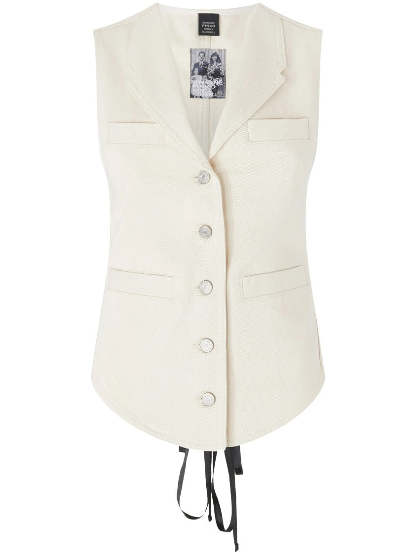 Pinko Tailored Beige Cotton Vest