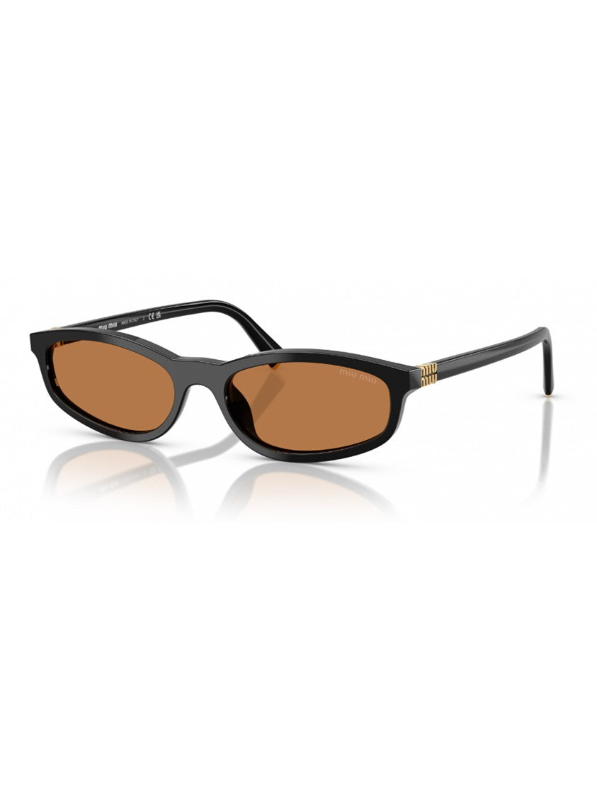 Miu Miu A06s Sole Narrow Rectangular Gold Sunglasses