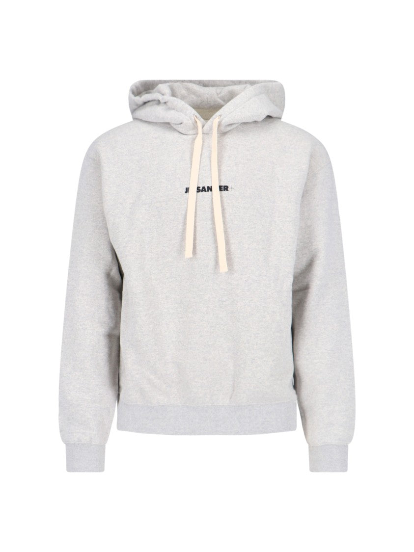 Jil Sander Logo Hooded Sweatshirt – Grey