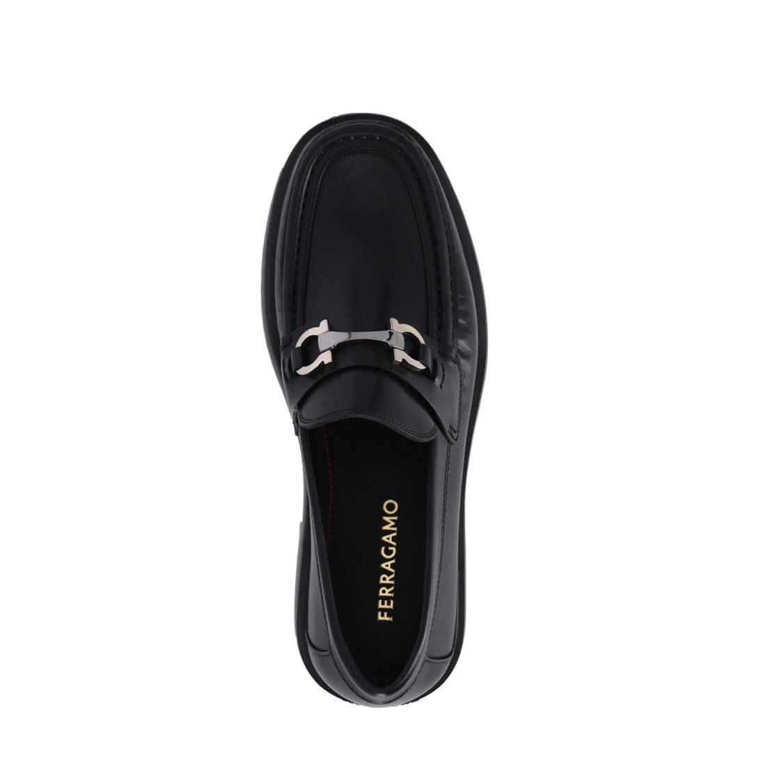 Ferragamo Sleek Leather Flat Shoes With Buckle Detail