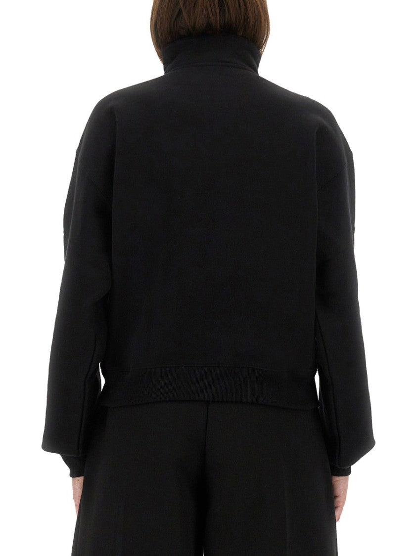 Jacquemus Grosgrain Sweatshirt With Turtleneck And Half-Zip Closure