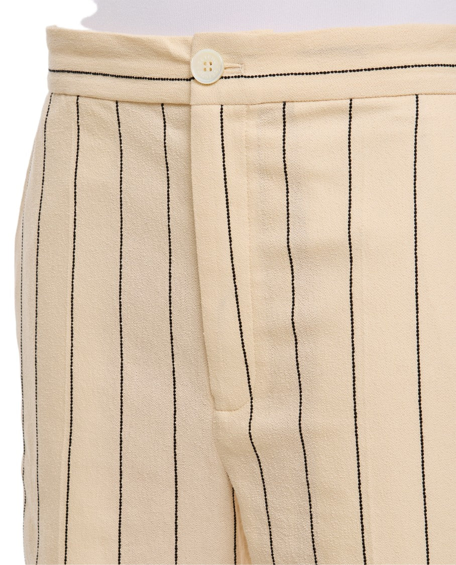 Setchu High-Waisted Origami Pants With Pinstripe Detail And Slit Hem