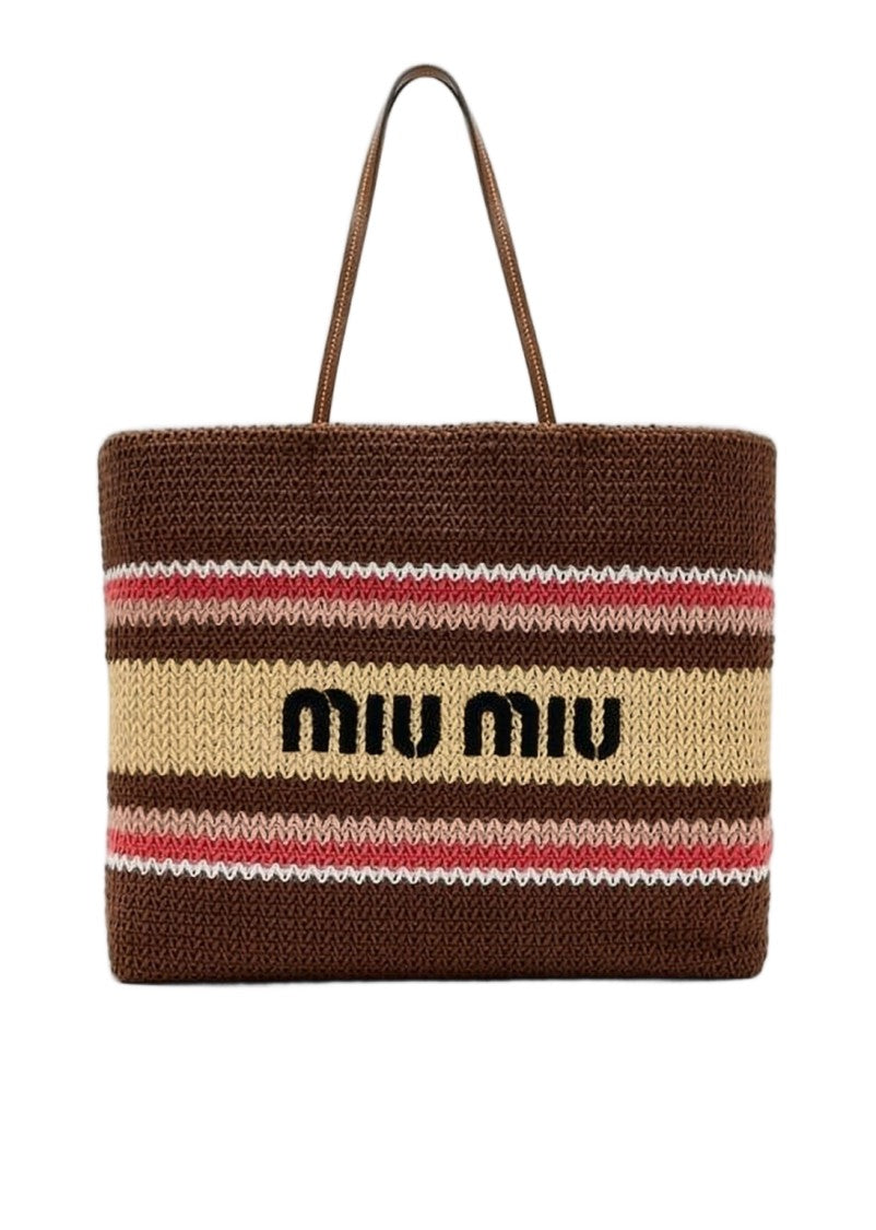 Miu Miu Woven Tote Bag With Textured Knit Pattern