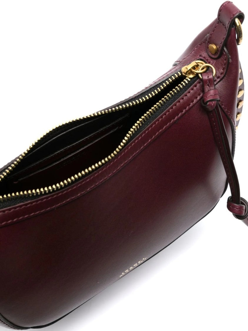 Isabel Marant Crescent-Shaped Burgundy Calf Leather Shoulder Bag