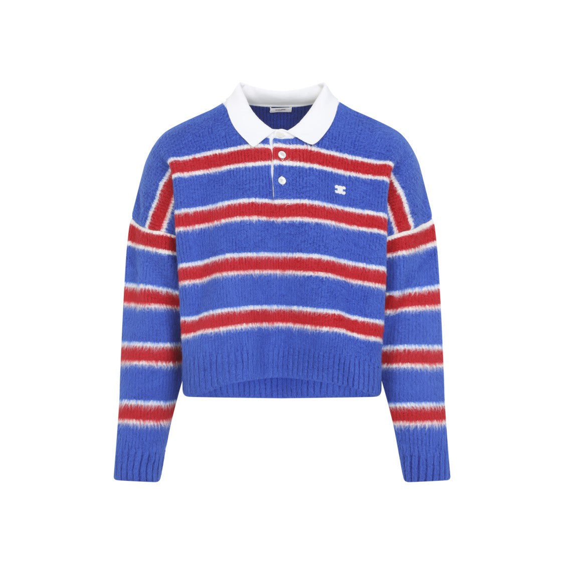 Celine Horizontal Striped Knitted Polo Shirt