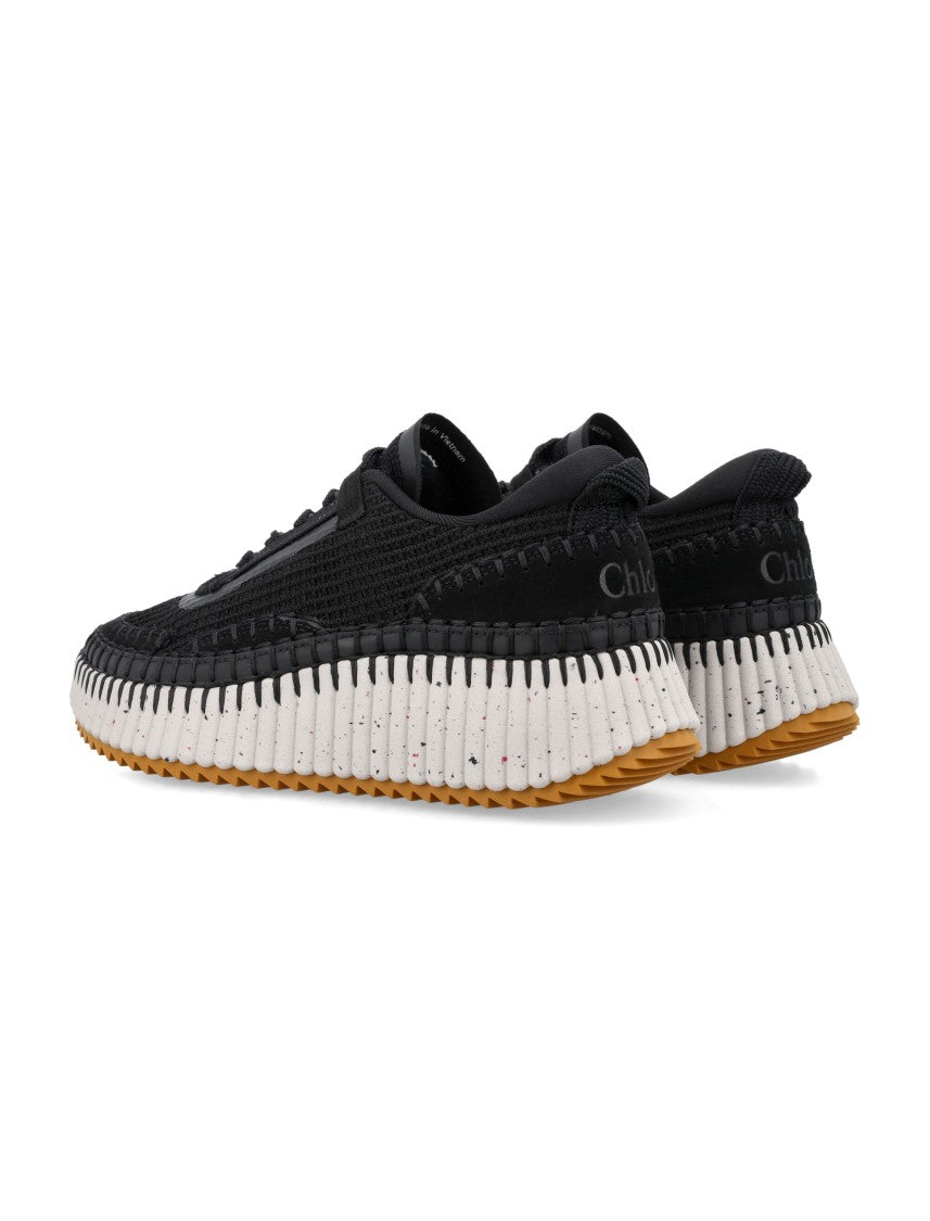 Chloé Hand-Stitched Mesh Sneakers With Contrasting Ridged Sole