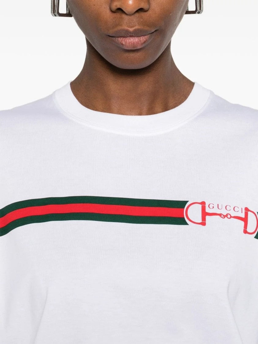 Gucci White Regular Light Jersey Horsebit Top