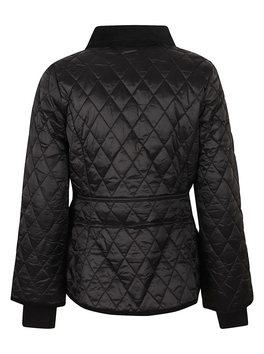 Barbour Quilted Fitted Jacket With Ribbed Cuffs And Flap Pockets