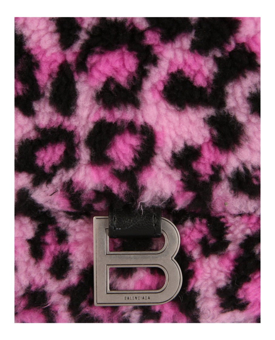 Balenciaga Medium Shearling Chain Bag With Leopard Print Design