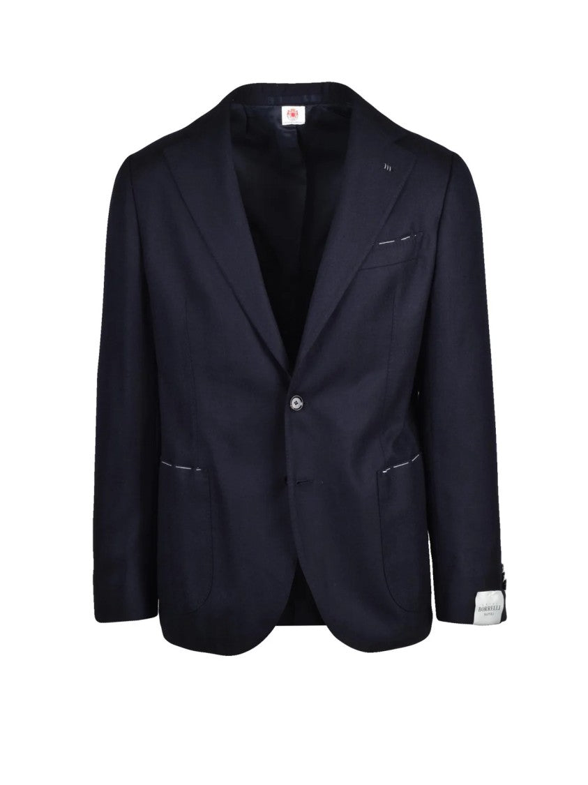 Luigi Borrelli Napoli Rounded Virgin Wool Jacket With Button Closure And Unlined Interior