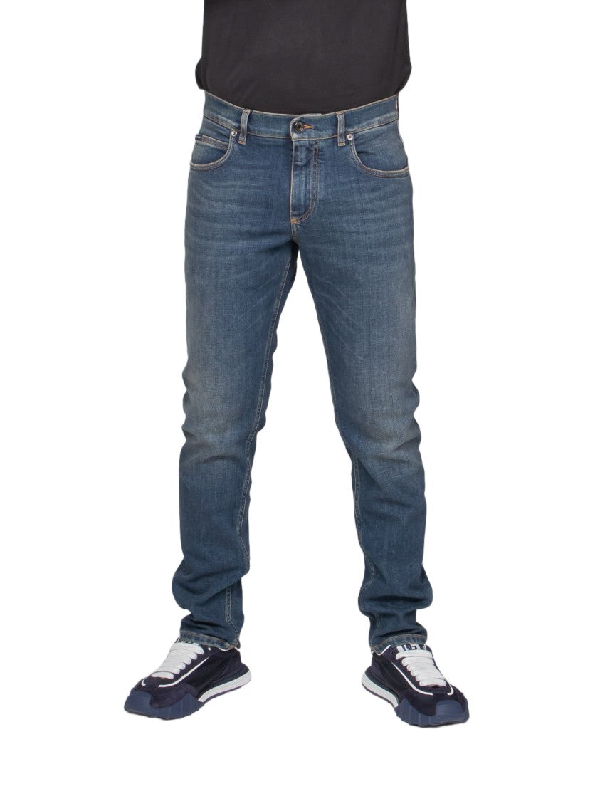 Dolce & Gabbana Classic Straight-Fit Jeans With Medium Blue Wash And Whiskering