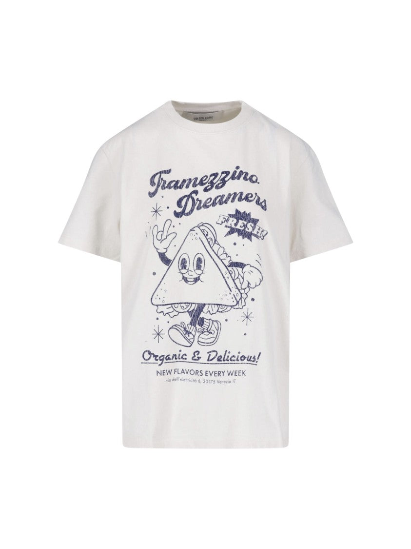 Golden Goose White Printed Cotton T-Shirt