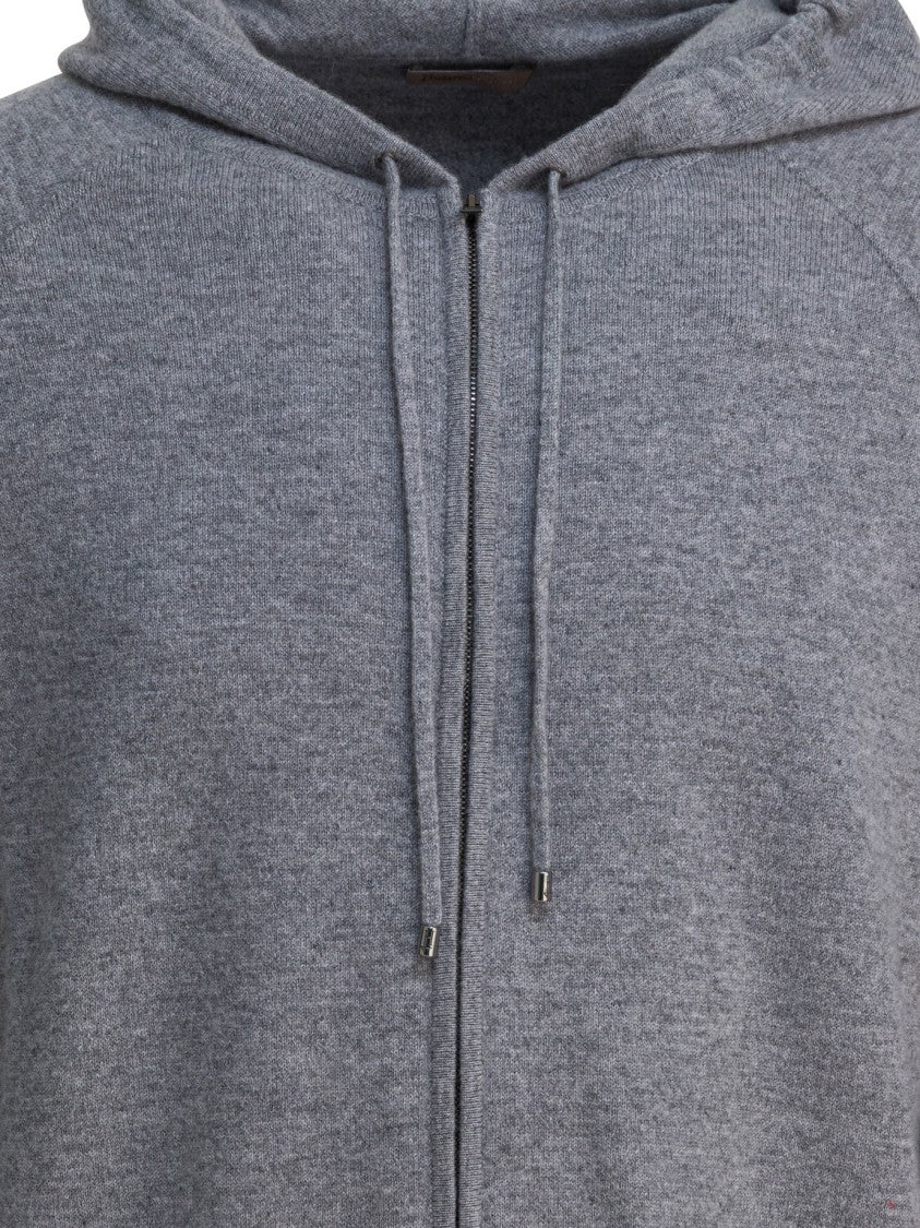 Herno Full-Zip Cashmere Cardigan With Adjustable Hood