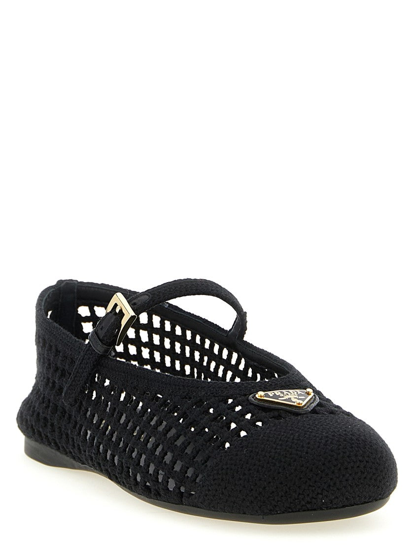 Prada Crochet Cotton Ballet Flats