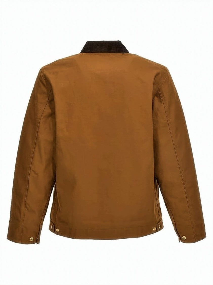 Carhartt Wip Structured Brown Organic Cotton Detroit Jacket With Corduroy Collar