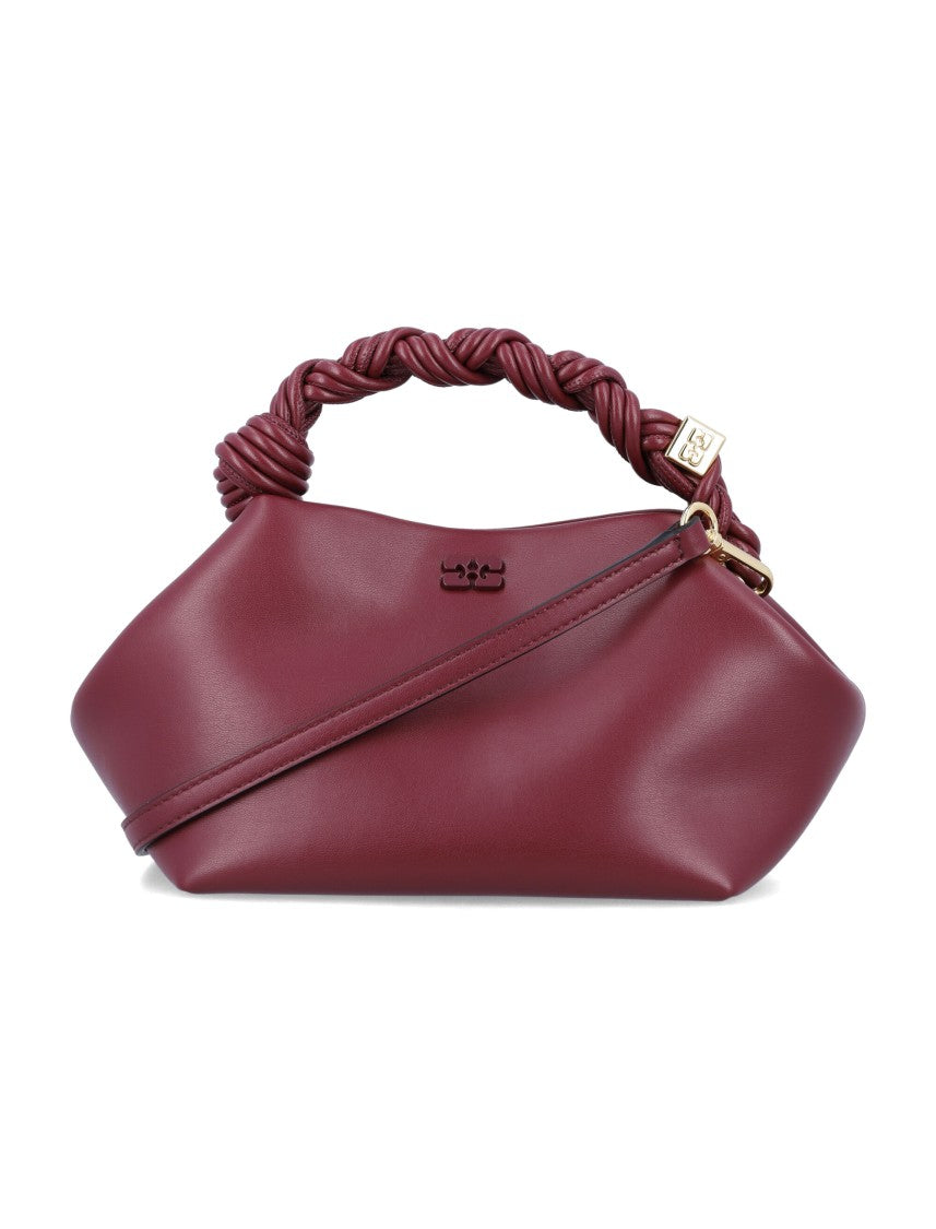 Ganni Structured Handbag With Twisted Handle And Geometric Design