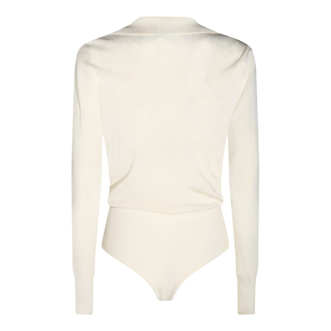 Elisabetta Franchi Gold Chain Deep V-Neck Long-Sleeved Bodysuit
