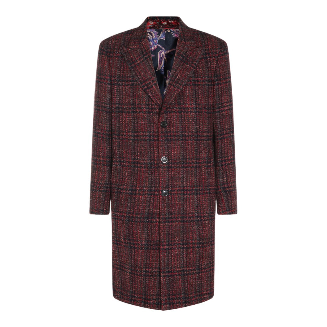 Etro Tailored Long Plaid Coat With Notched Lapel