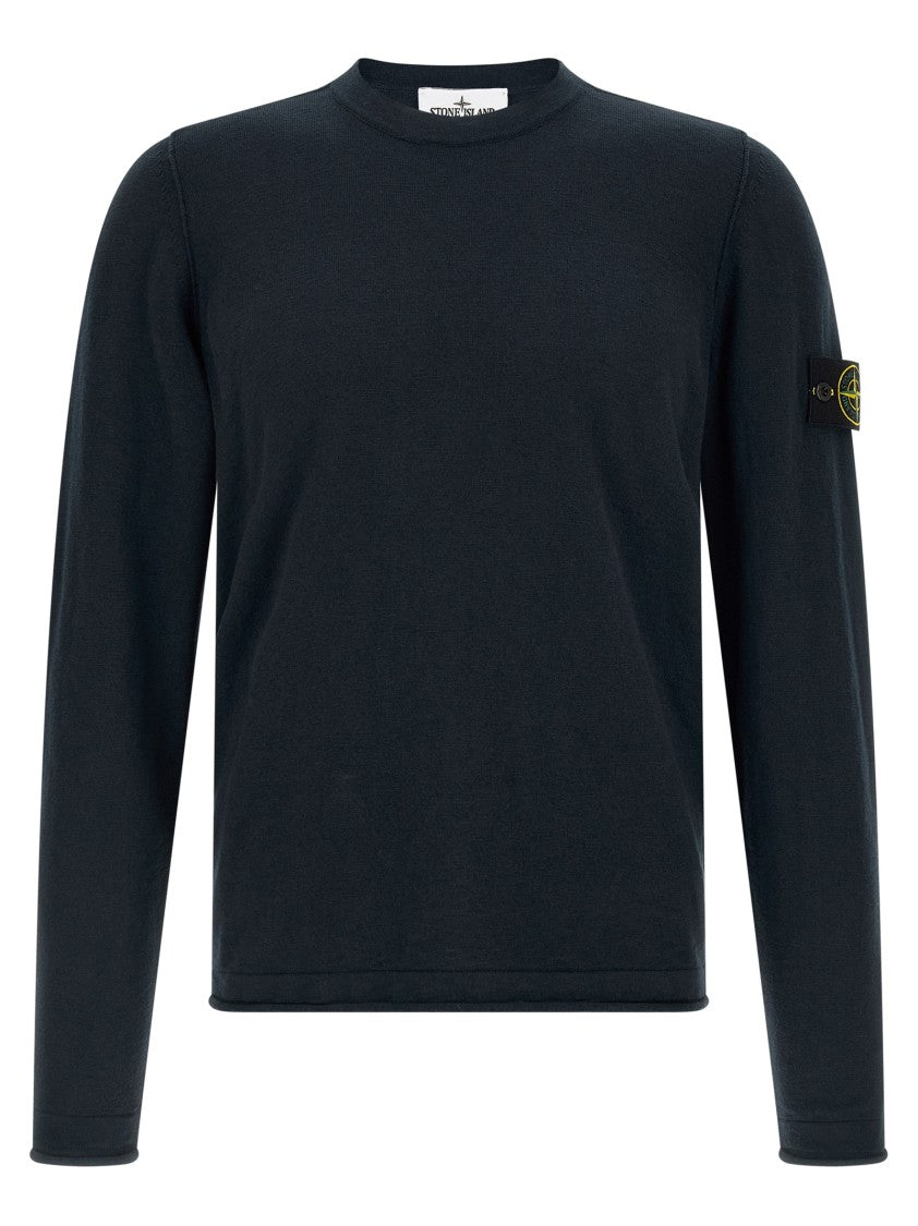 Stone Island Crew Neck Black Knit Sweater