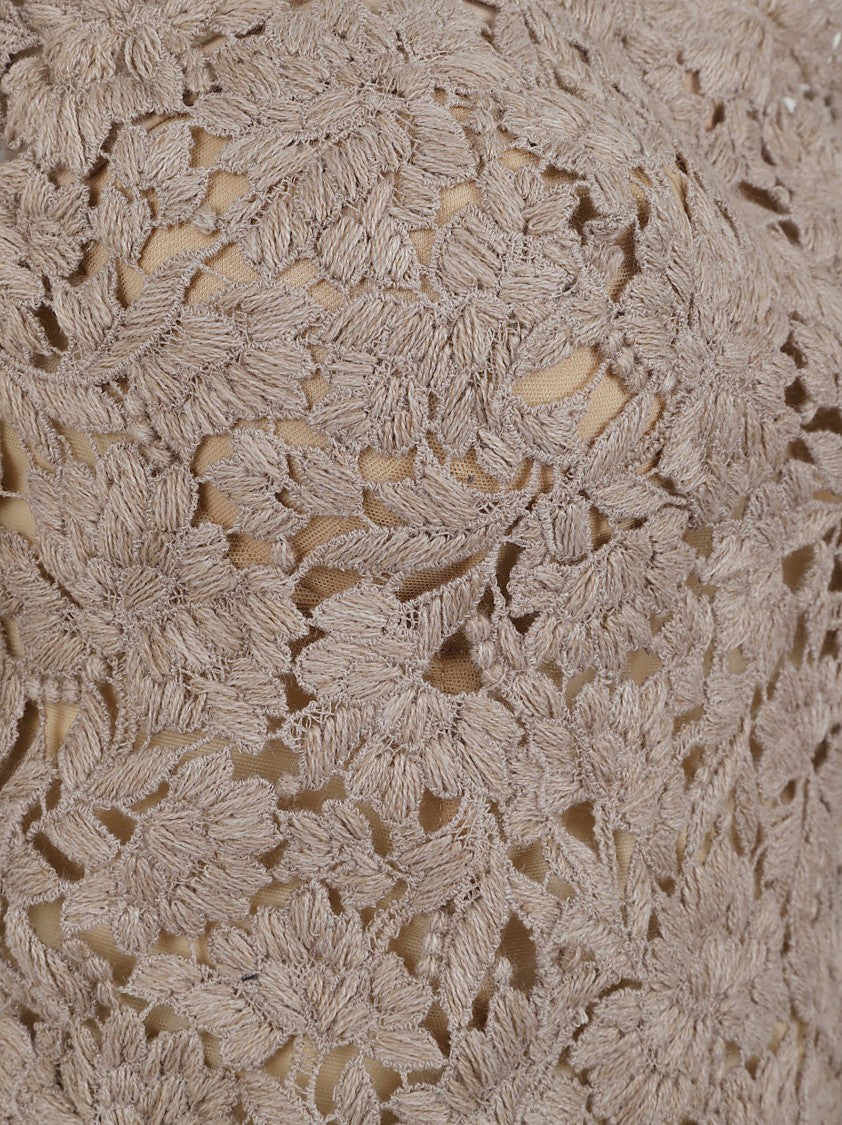 Ermanno Scervino Strapless Floral Lace Cropped Top