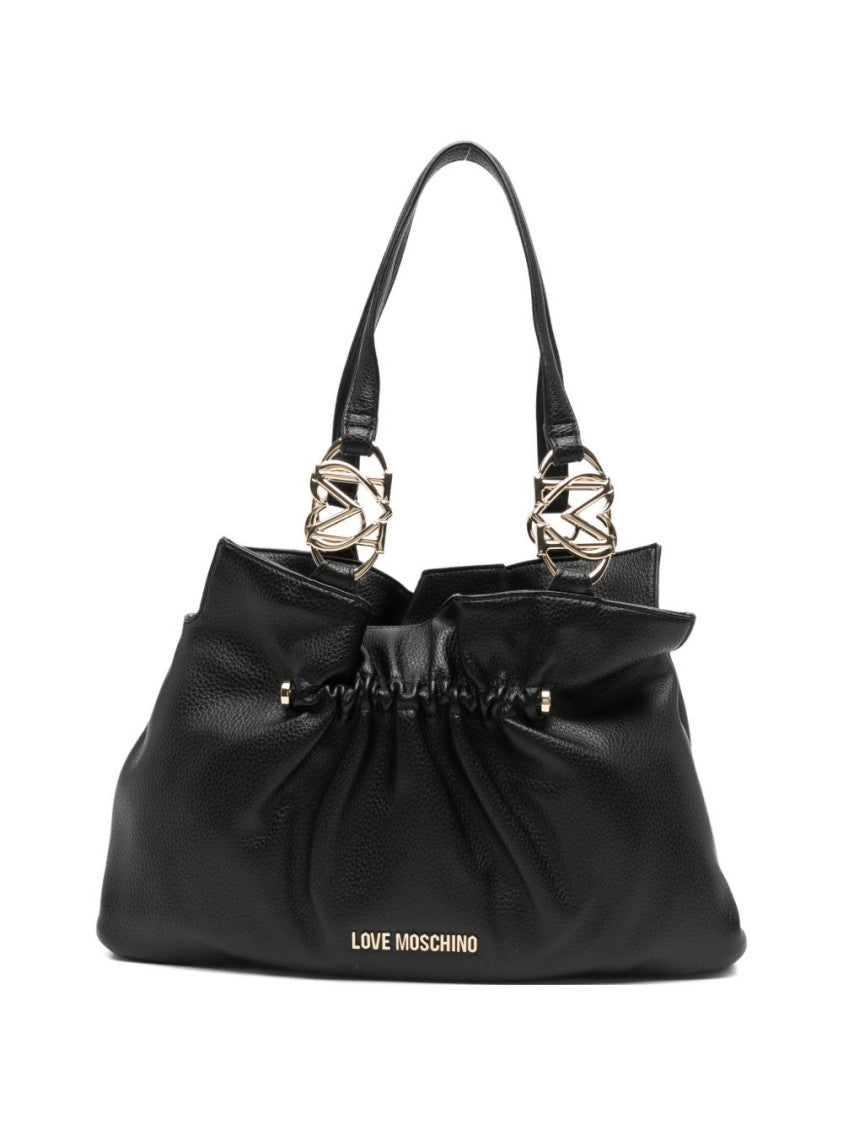 Love Moschino Textured Shoulder Bag With Gold-Tone Hardware And Gathered Design