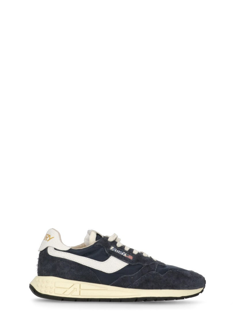 Autry Blue Reelwind Low Pebbled Leather Sneakers