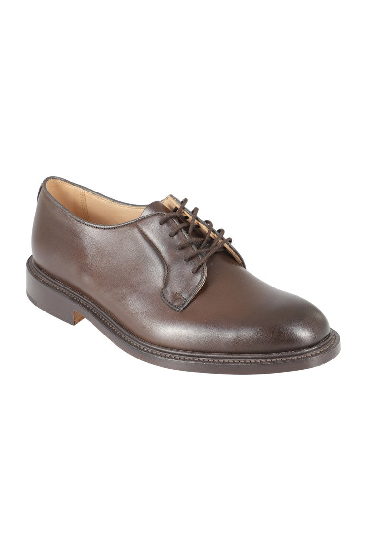 Tricker's Polished Espresso Brown Leather Lace-Up Shoes