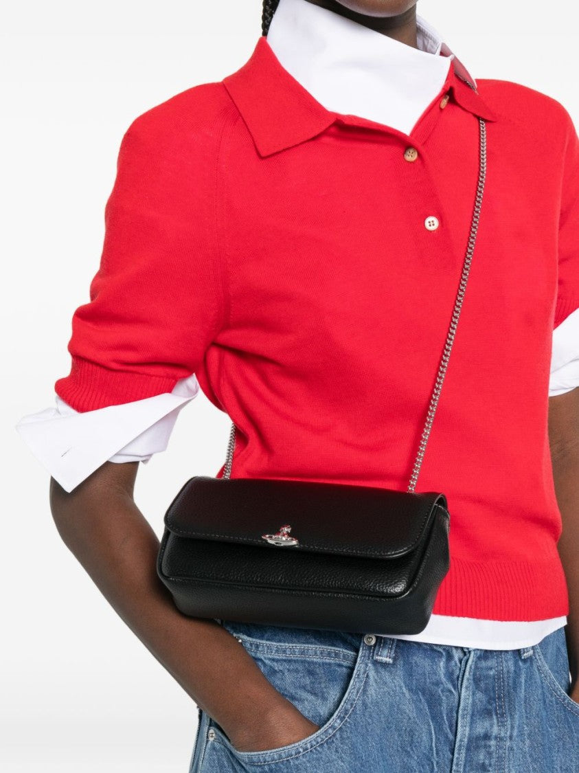 Vivienne Westwood Rectangular Textured Shoulder Bag With Silver-Tone Hardware