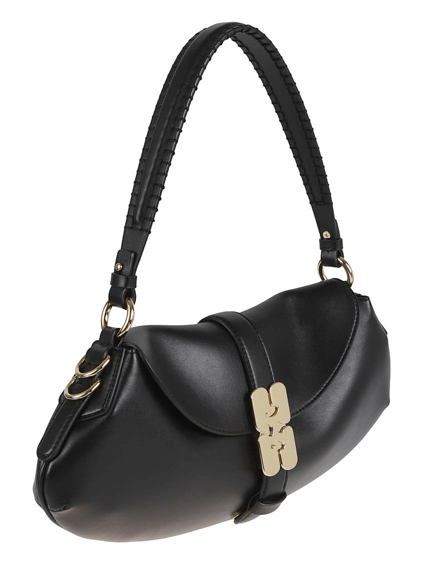 Ganni Curved Silhouette Handbag With Butterfly Clasp And D-Ring Details