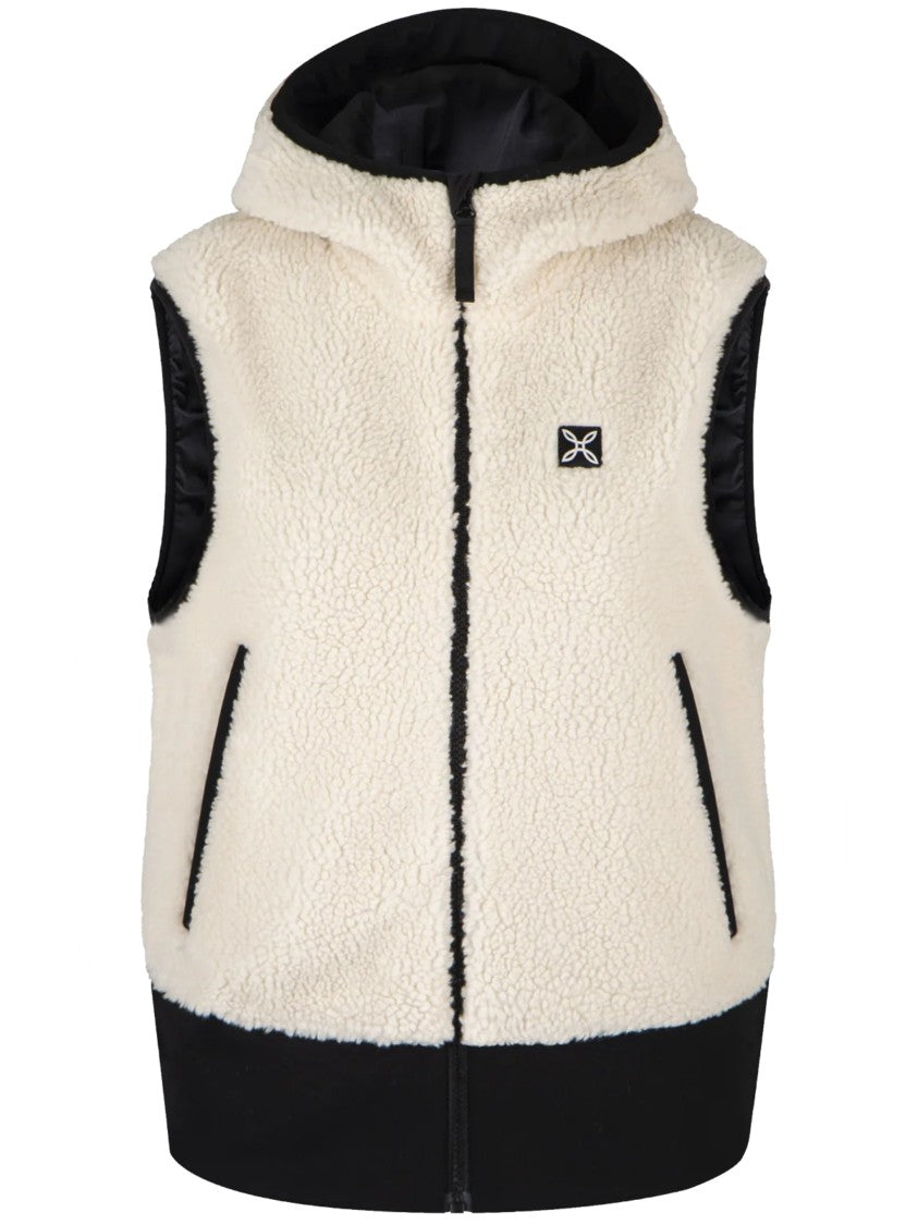 Montura Sleeveless Sherpa Vest With Contrast Detailing And Hood