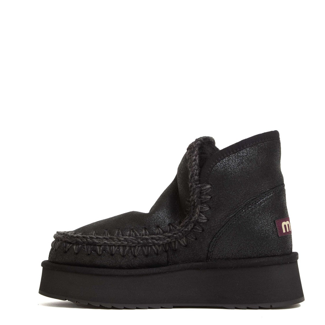 Mou Mini Eskimo Platform Boots With Crochet Stitch Detailing