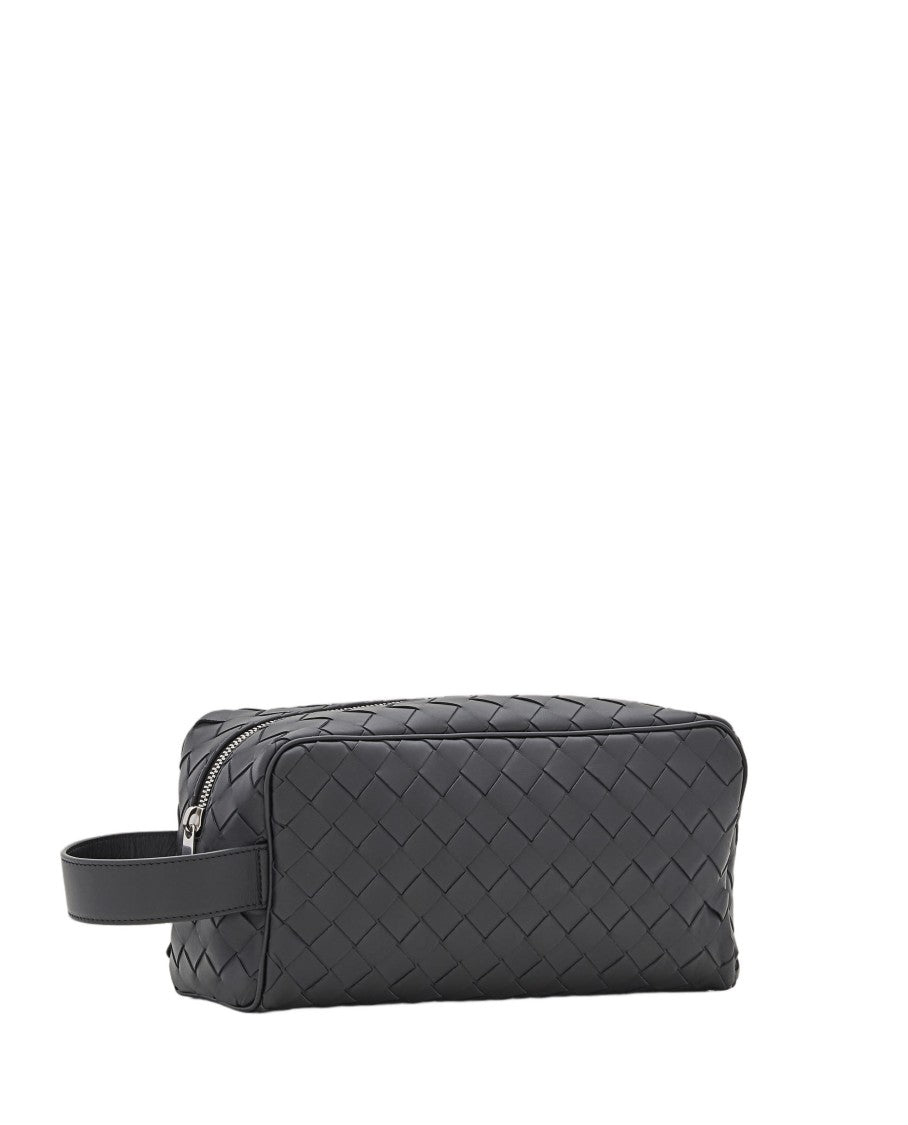 Bottega Veneta Black Leather Small Beauty Case