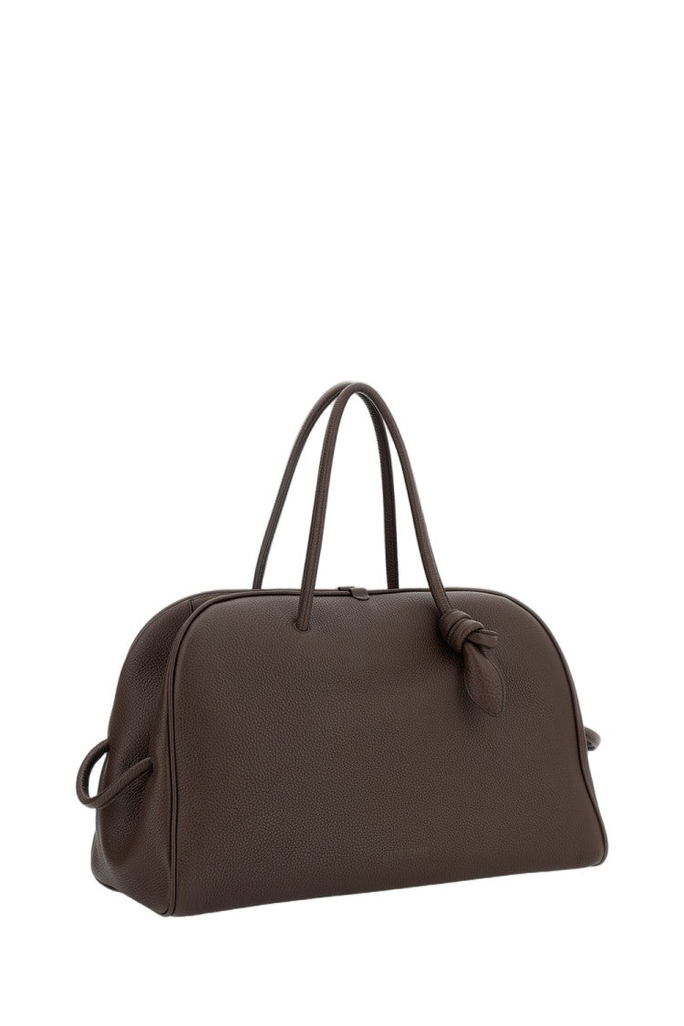Jacquemus Hammered Leather Bowling Bag With Two-Way Zip Closure
