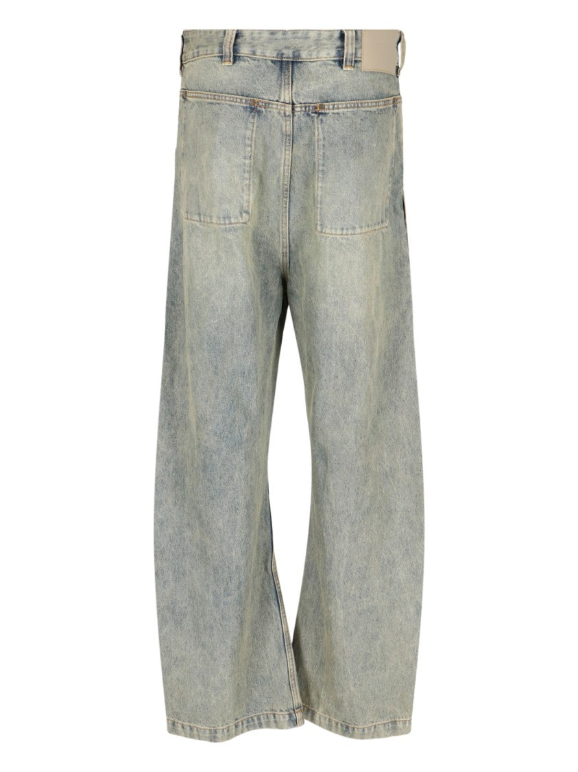 Entire Studios Wide-Leg Distressed Denim Jeans With Five-Pocket Design
