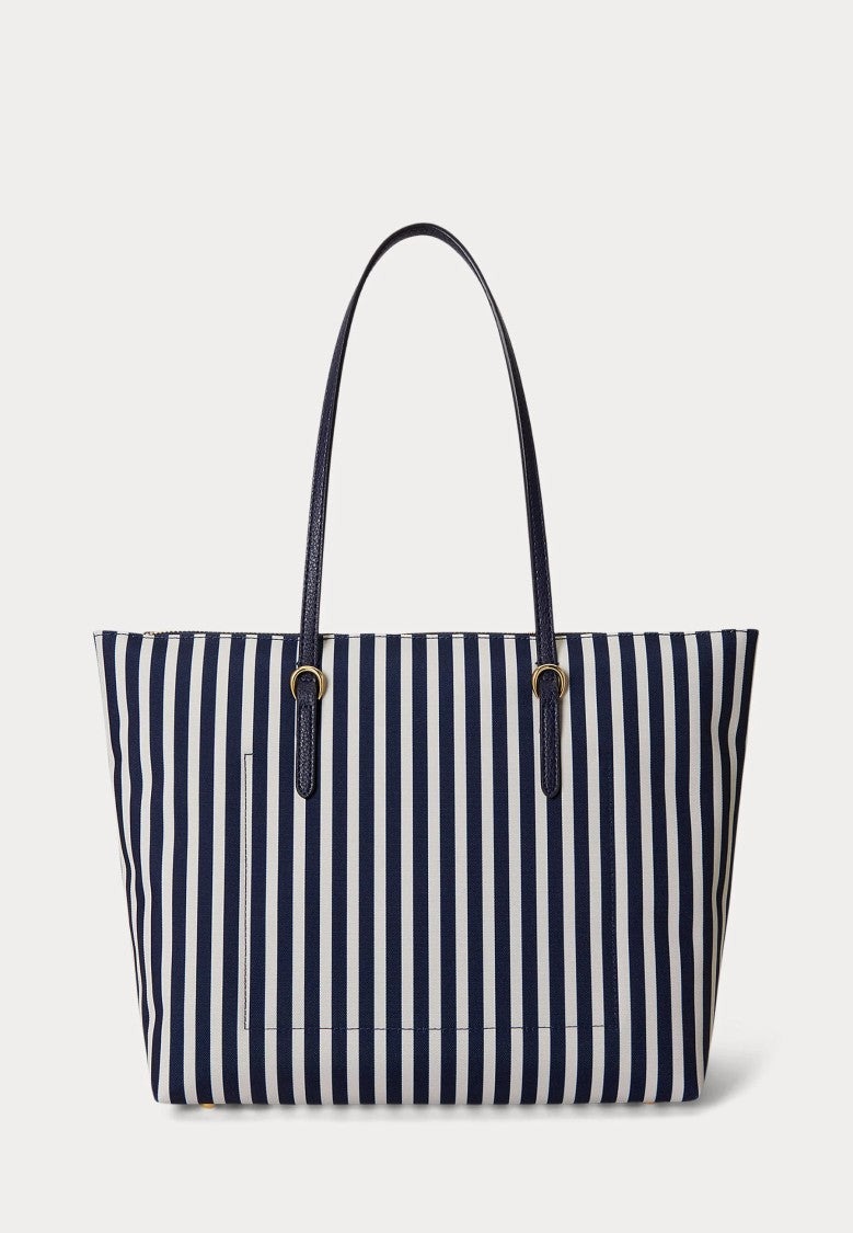Lauren Ralph Lauren Vertical Navy And White Striped Tote Bag
