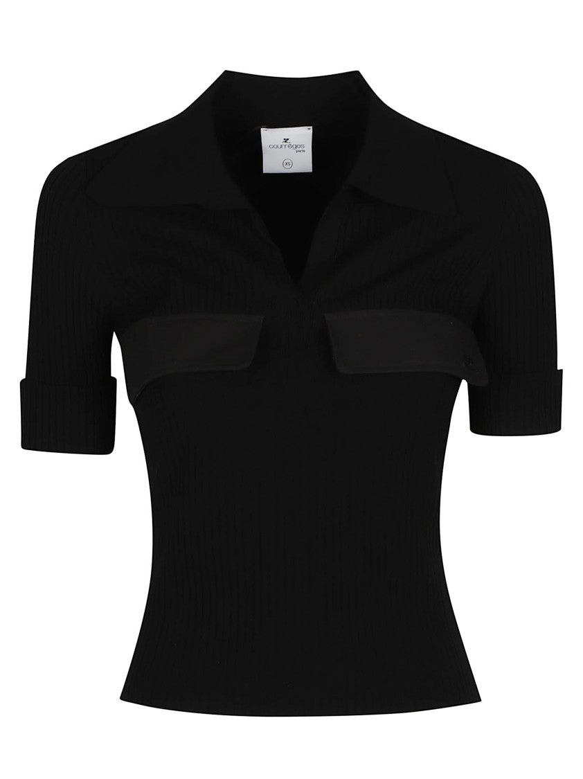 Courrèges Short Sleeve Polo Neck Viscose-Blend Polo Shirt