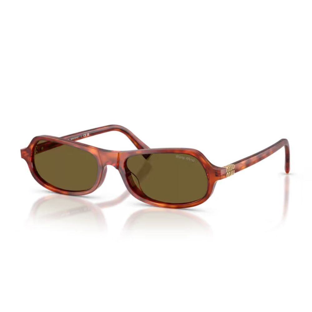 Miu Miu Sculpted Cognac Havana Sunglasses With Retro Flair