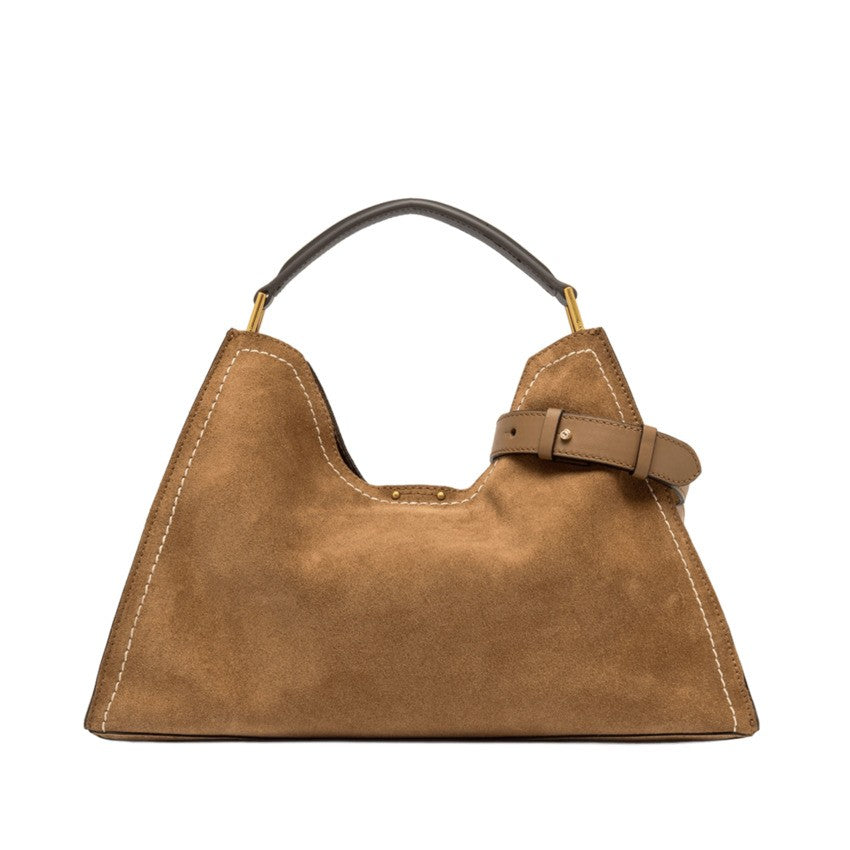 Gianni Chiarini Trapezoidal Suede Handbag With Metal Accents