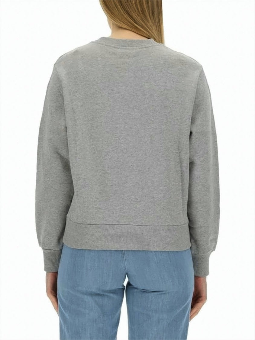 A.P.C. Grey Long-Sleeve Top With Crew Neckline