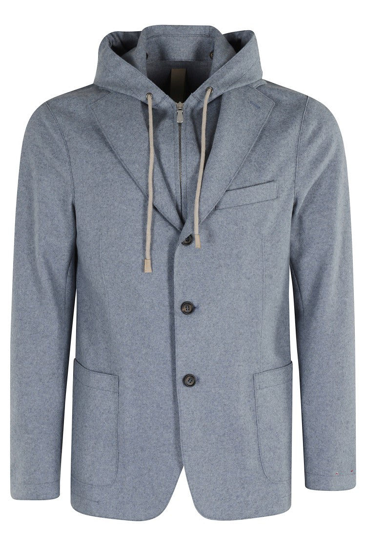 Eleventy Single-Breasted Jacket With Drawstring Hood