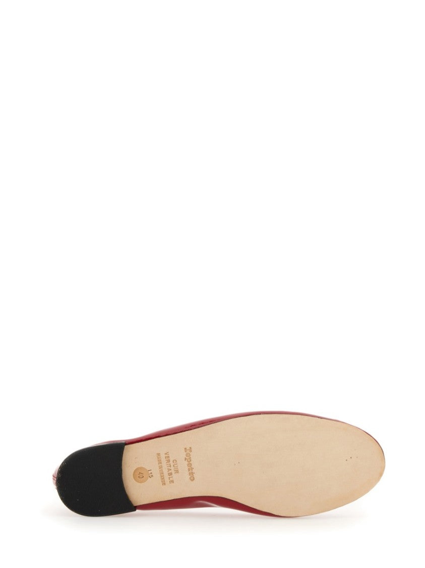 Repetto Glossy Red Ballerina Flats With Delicate Bow Detail